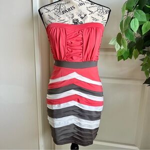 Misopo Strapless Bodycon Cocktail Dress Coral Sz M